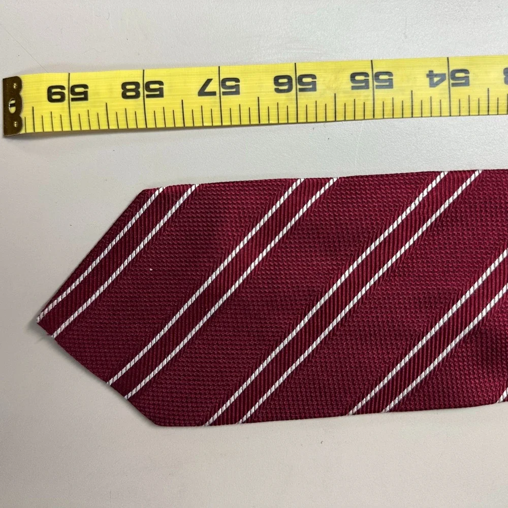 Brooks Brothers Mens Silk Repp Stripe Tie Burgundy Red White Made in USA RN93986